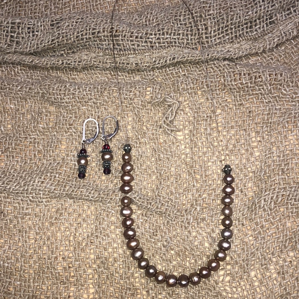 Classy Pearl Earrings and necklace